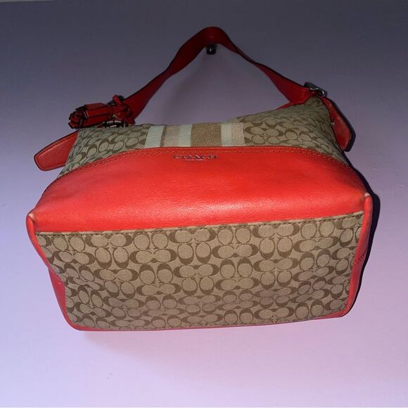 Coach 19918 Legacy Signature Stripe Duffle Bag Red - Picture 4 of 9